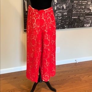 NWT Alice +Olivia Red Lace  Culottes